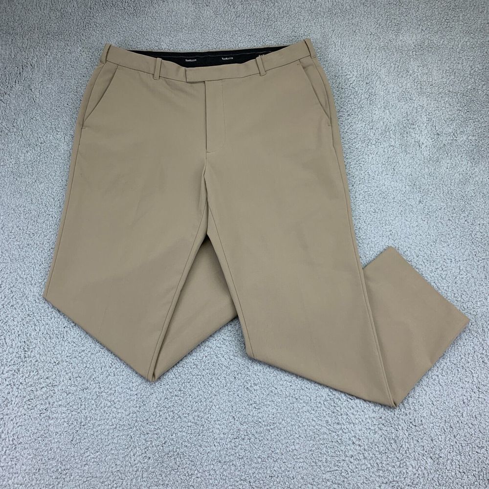 Van Heusen Pants Mens Size 36‎ Tan Mid-Rise Slash Pocket Straight Leg Stretch